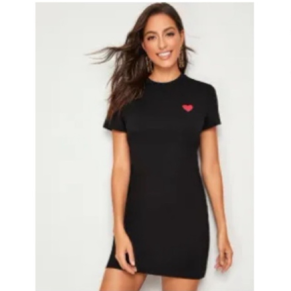 Shein Red Love Valentine Heart Casual Shirt Dress NEW!